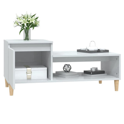 vidaXL Table basse Blanc brillant 100x50x45 cm Aggloméré