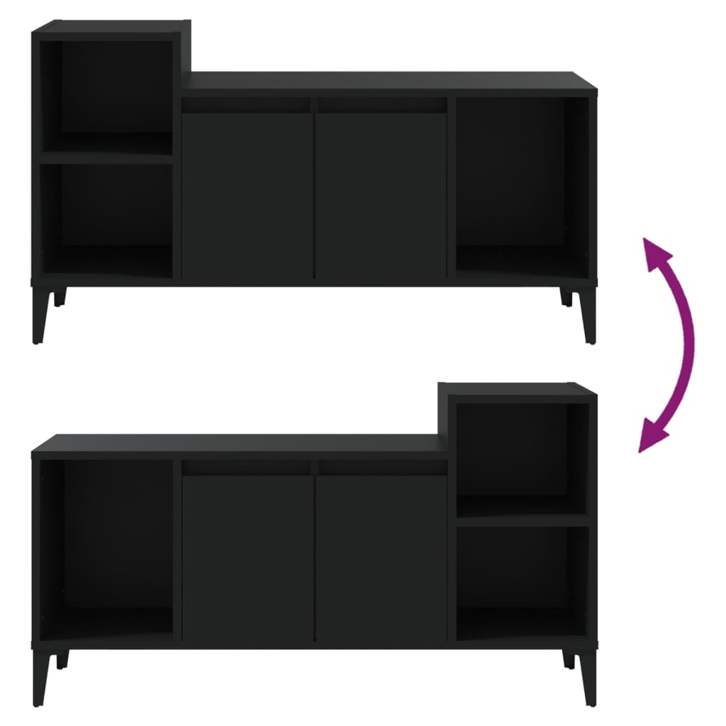 vidaXL Meuble TV Noir 100x35x55 cm Bois d'ingénierie