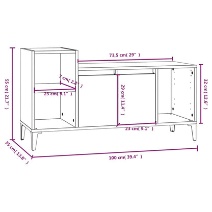vidaXL Meuble TV Noir 100x35x55 cm Bois d'ingénierie