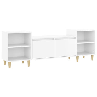 vidaXL Meuble TV blanc brillant 160x35x55 cm en bois d'ingénierie