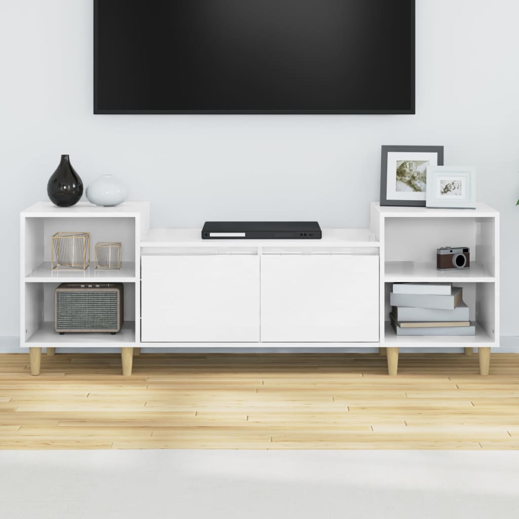 vidaXL TV-Schrank Hochglanz-Weiß 160x35x55 cm Holzwerkstoff