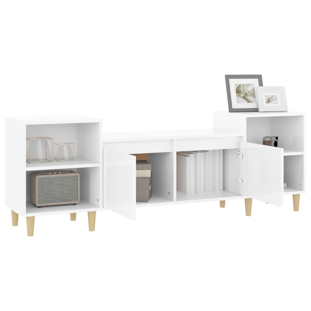 vidaXL TV-Schrank Hochglanz-Weiß 160x35x55 cm Holzwerkstoff