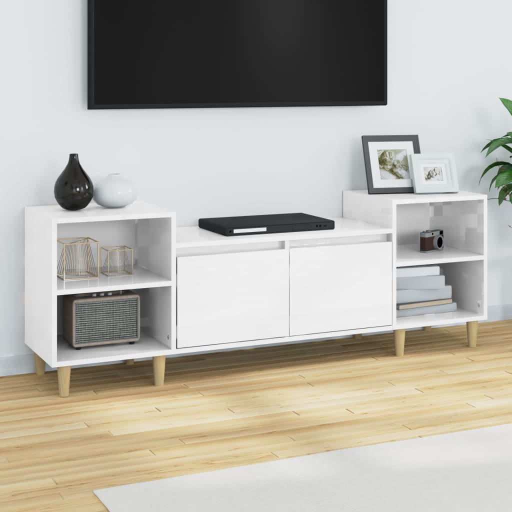 vidaXL TV-Schrank Hochglanz-Weiß 160x35x55 cm Holzwerkstoff