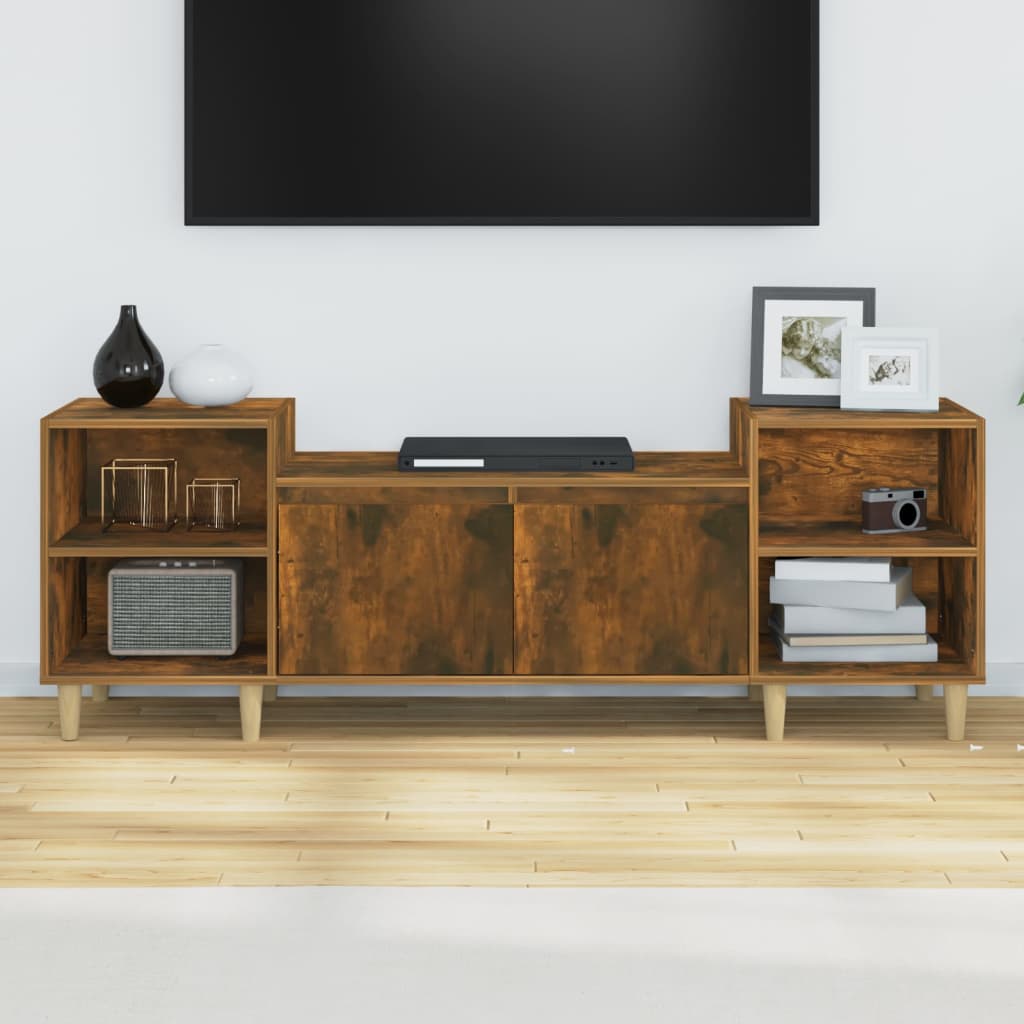 vidaXL Meuble TV chêne fumé 160x35x55 cm bois d'ingénierie