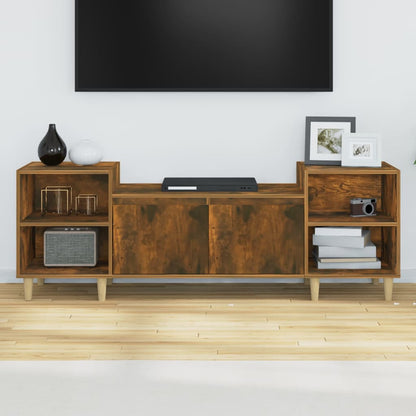 vidaXL Meuble TV chêne fumé 160x35x55 cm bois d'ingénierie