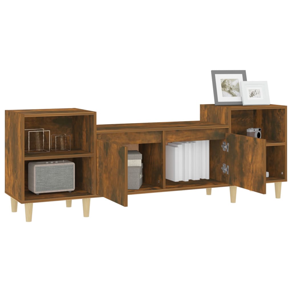 vidaXL Meuble TV chêne fumé 160x35x55 cm bois d'ingénierie