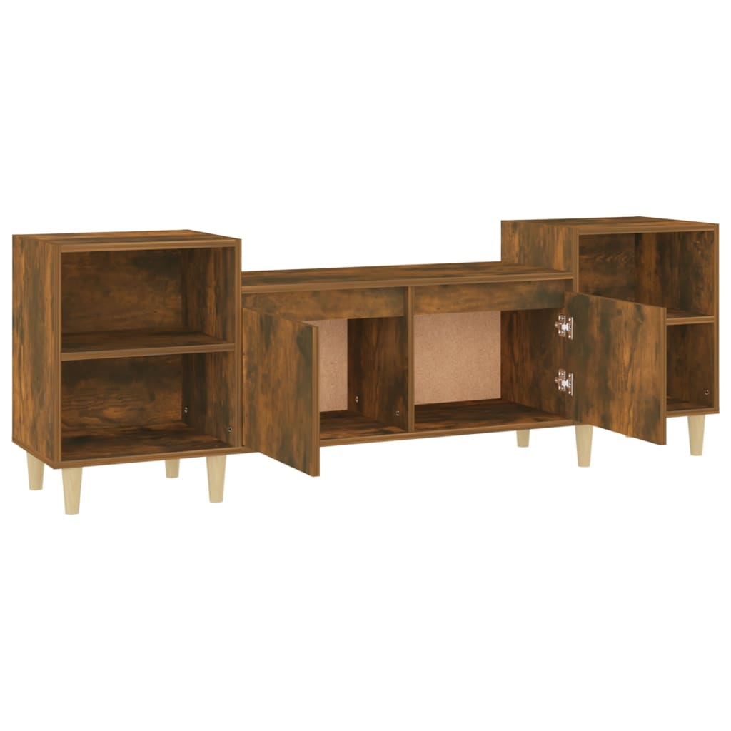 vidaXL Meuble TV chêne fumé 160x35x55 cm bois d'ingénierie