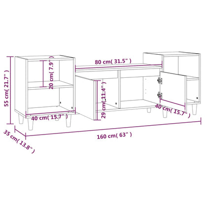 vidaXL Meuble TV chêne fumé 160x35x55 cm bois d'ingénierie