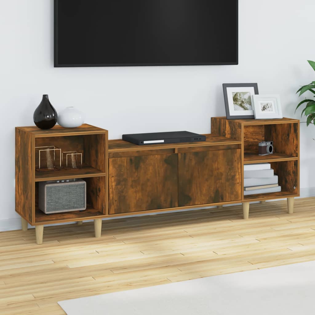 vidaXL Meuble TV chêne fumé 160x35x55 cm bois d'ingénierie