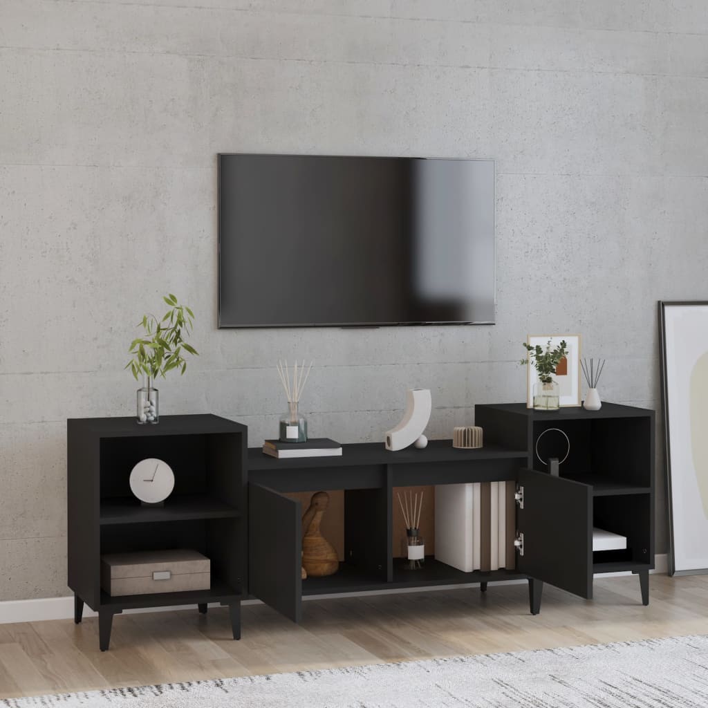 vidaXL Meuble TV Noir 160x35x55 cm Bois d'ingénierie