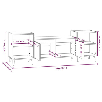 vidaXL Meuble TV Noir 160x35x55 cm Bois d'ingénierie