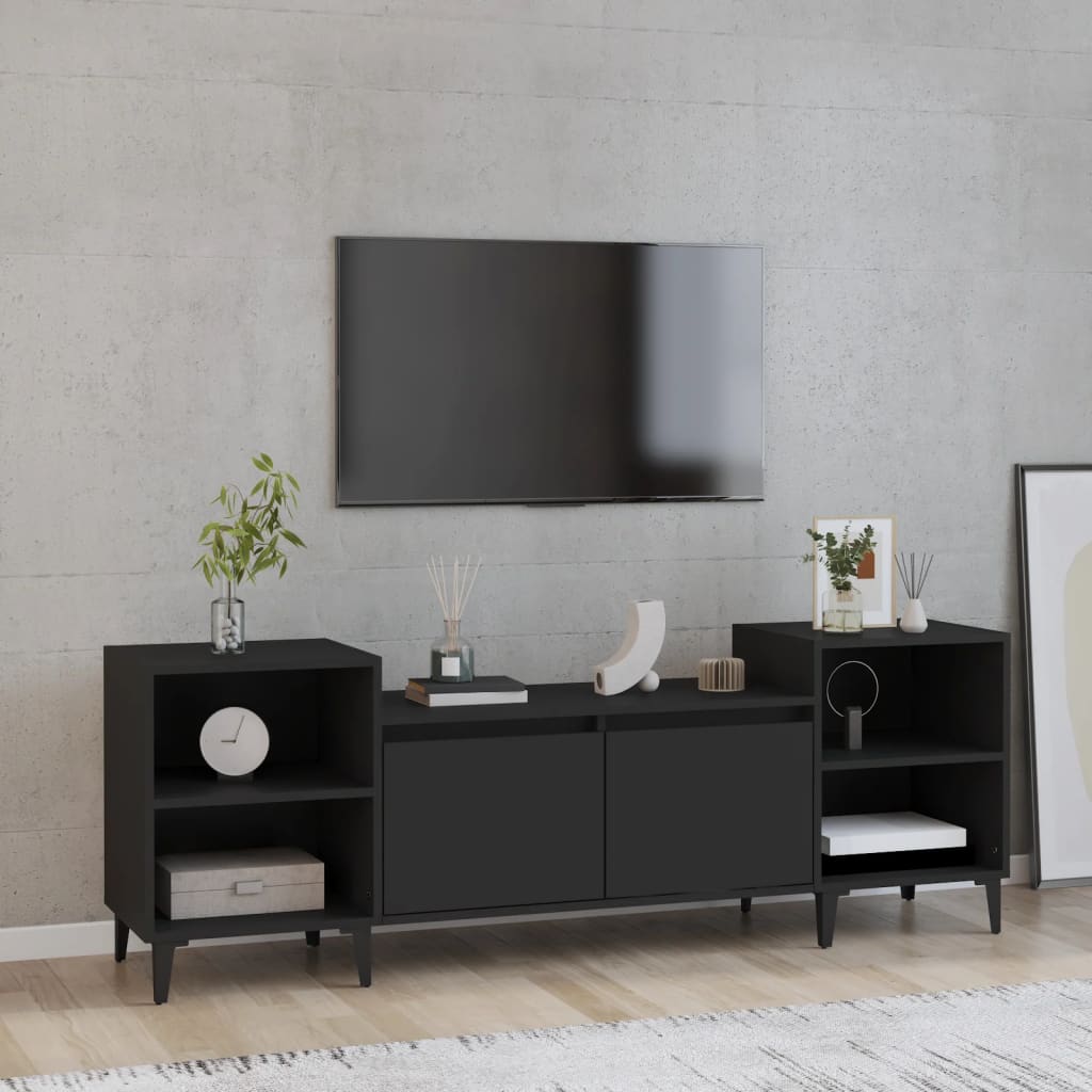 vidaXL Meuble TV Noir 160x35x55 cm Bois d'ingénierie