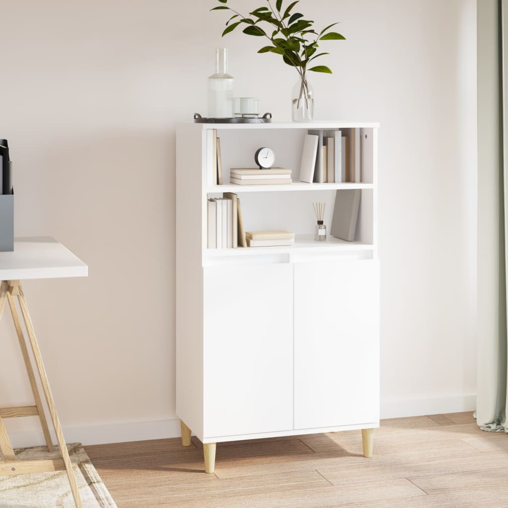 vidaXL Bahut haut blanc 60x36x110 cm en bois d'ingénierie