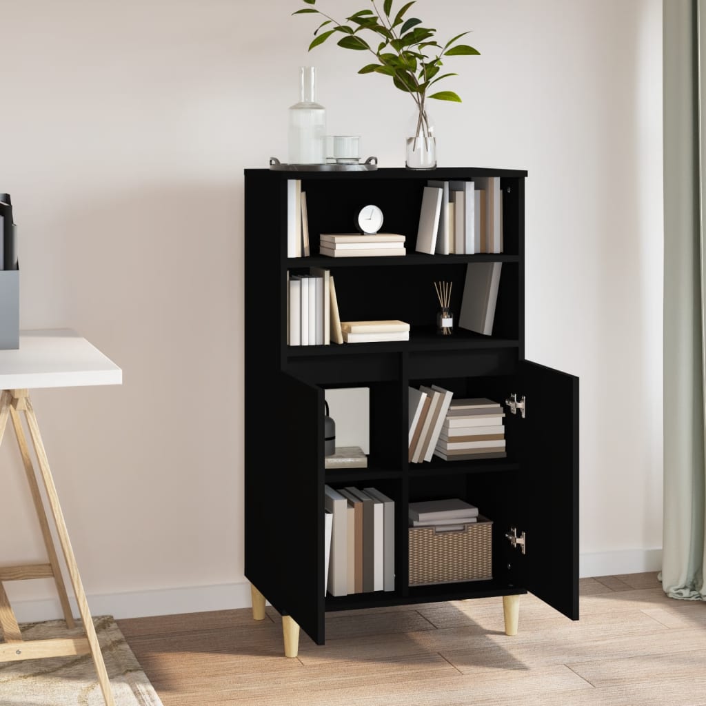 vidaXL Bahut haut noir 60x36x110 cm en bois d'ingénierie