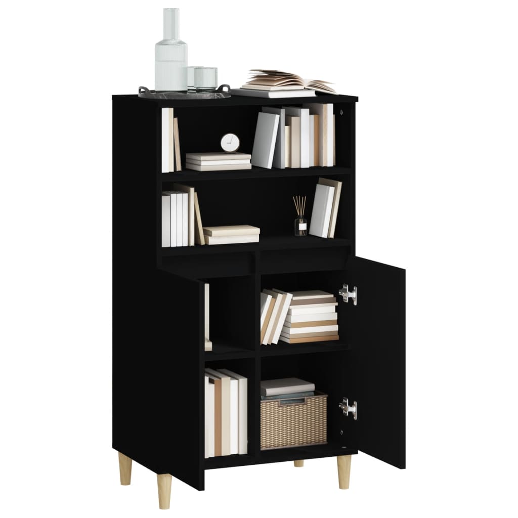 vidaXL Bahut haut noir 60x36x110 cm en bois d'ingénierie
