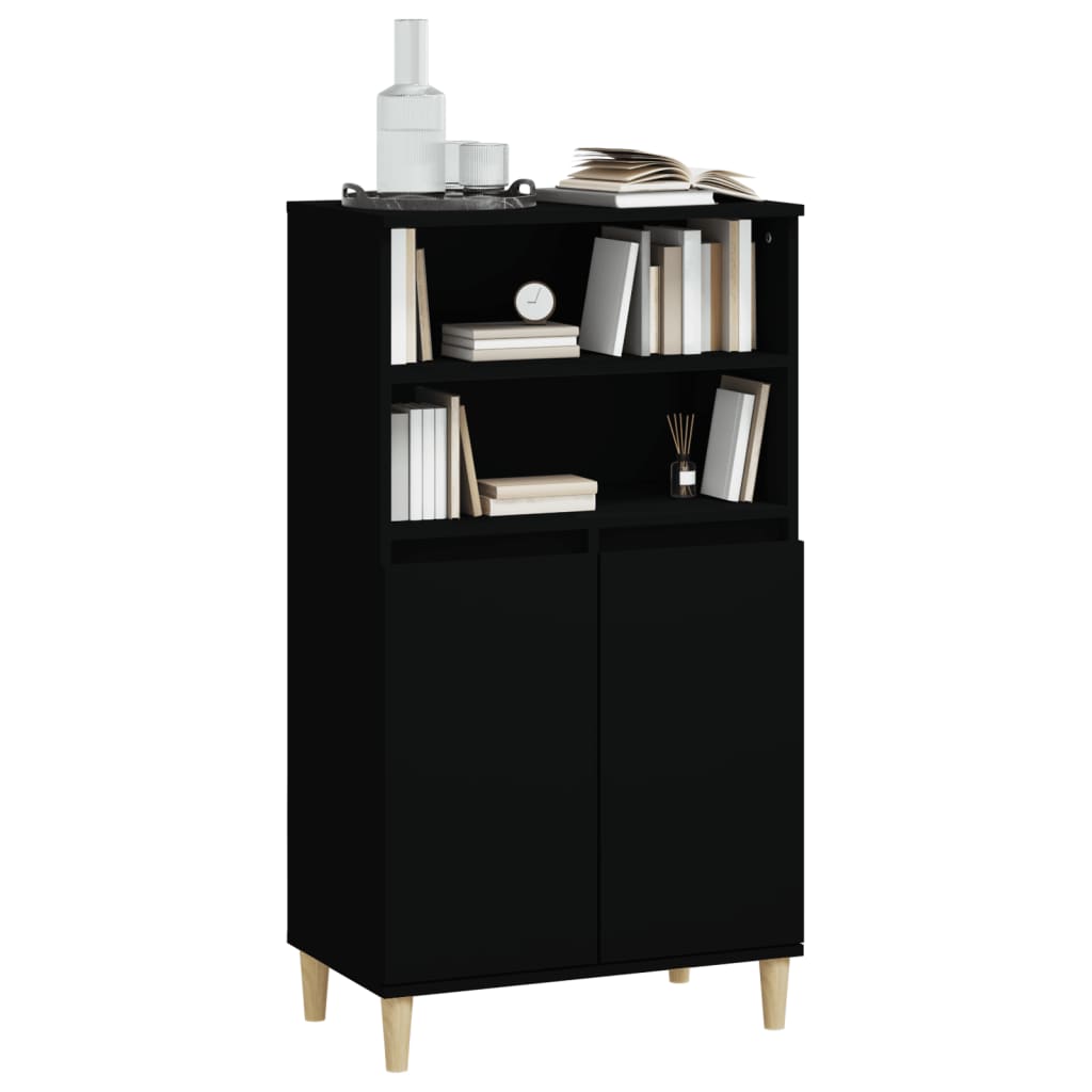 vidaXL Bahut haut noir 60x36x110 cm en bois d'ingénierie