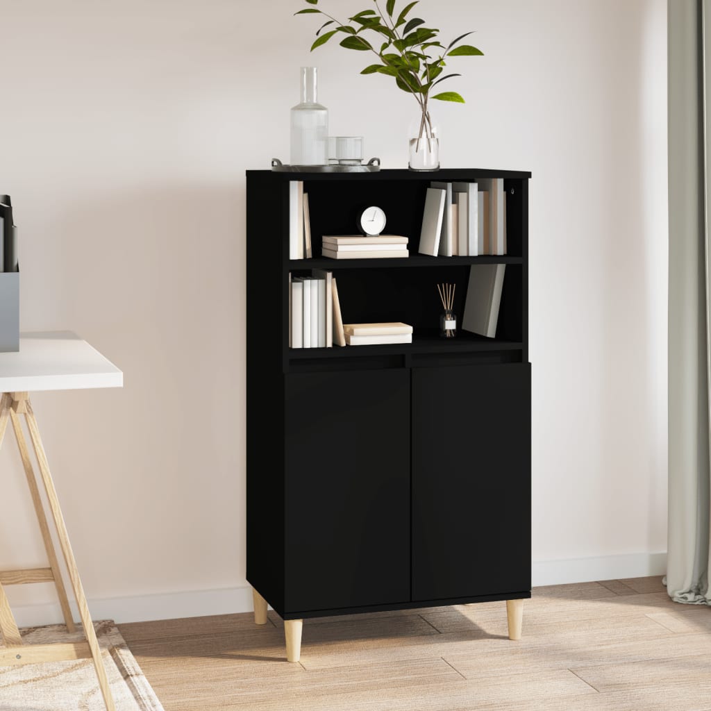 vidaXL Bahut haut noir 60x36x110 cm en bois d'ingénierie