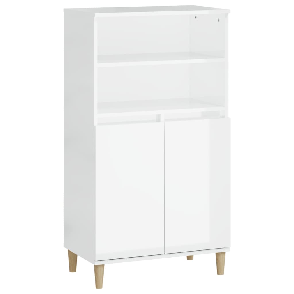vidaXL Buffet haut blanc brillant 60x36x110 cm Bois d'ingénierie