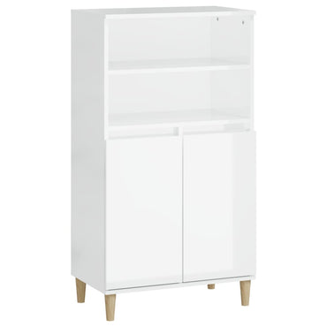 vidaXL Buffet haut blanc brillant 60x36x110 cm Bois d'ingénierie