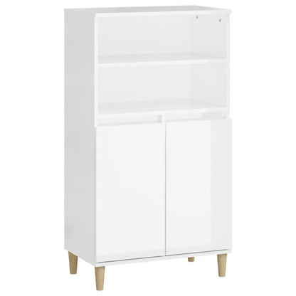 vidaXL Buffet haut blanc brillant 60x36x110 cm Bois d'ingénierie