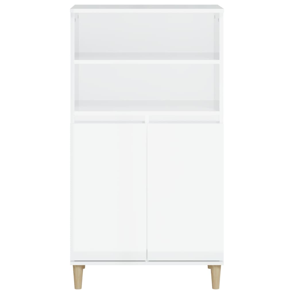 vidaXL Buffet haut blanc brillant 60x36x110 cm Bois d'ingénierie