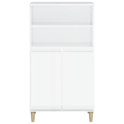 vidaXL Buffet haut blanc brillant 60x36x110 cm Bois d'ingénierie