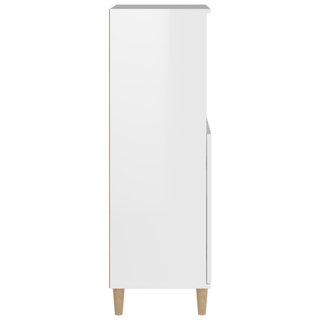 vidaXL Buffet haut blanc brillant 60x36x110 cm Bois d'ingénierie
