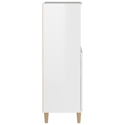 vidaXL Buffet haut blanc brillant 60x36x110 cm Bois d'ingénierie