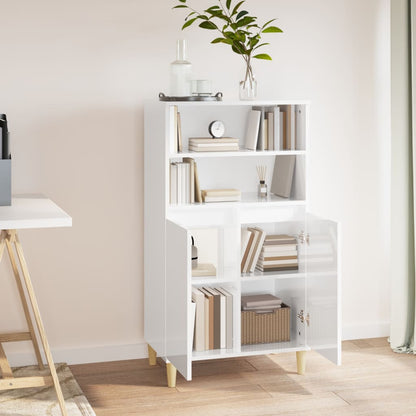 vidaXL Buffet haut blanc brillant 60x36x110 cm Bois d'ingénierie