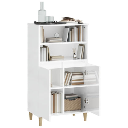 vidaXL Buffet haut blanc brillant 60x36x110 cm Bois d'ingénierie