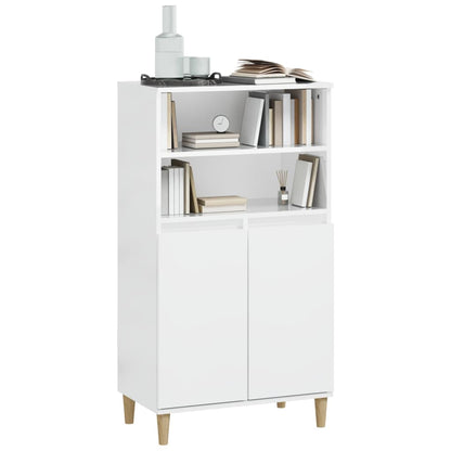 vidaXL Buffet haut blanc brillant 60x36x110 cm Bois d'ingénierie