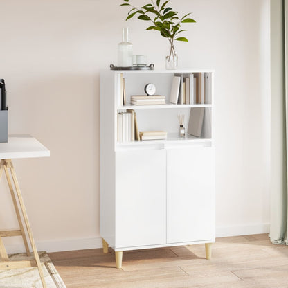 vidaXL Buffet haut blanc brillant 60x36x110 cm Bois d'ingénierie