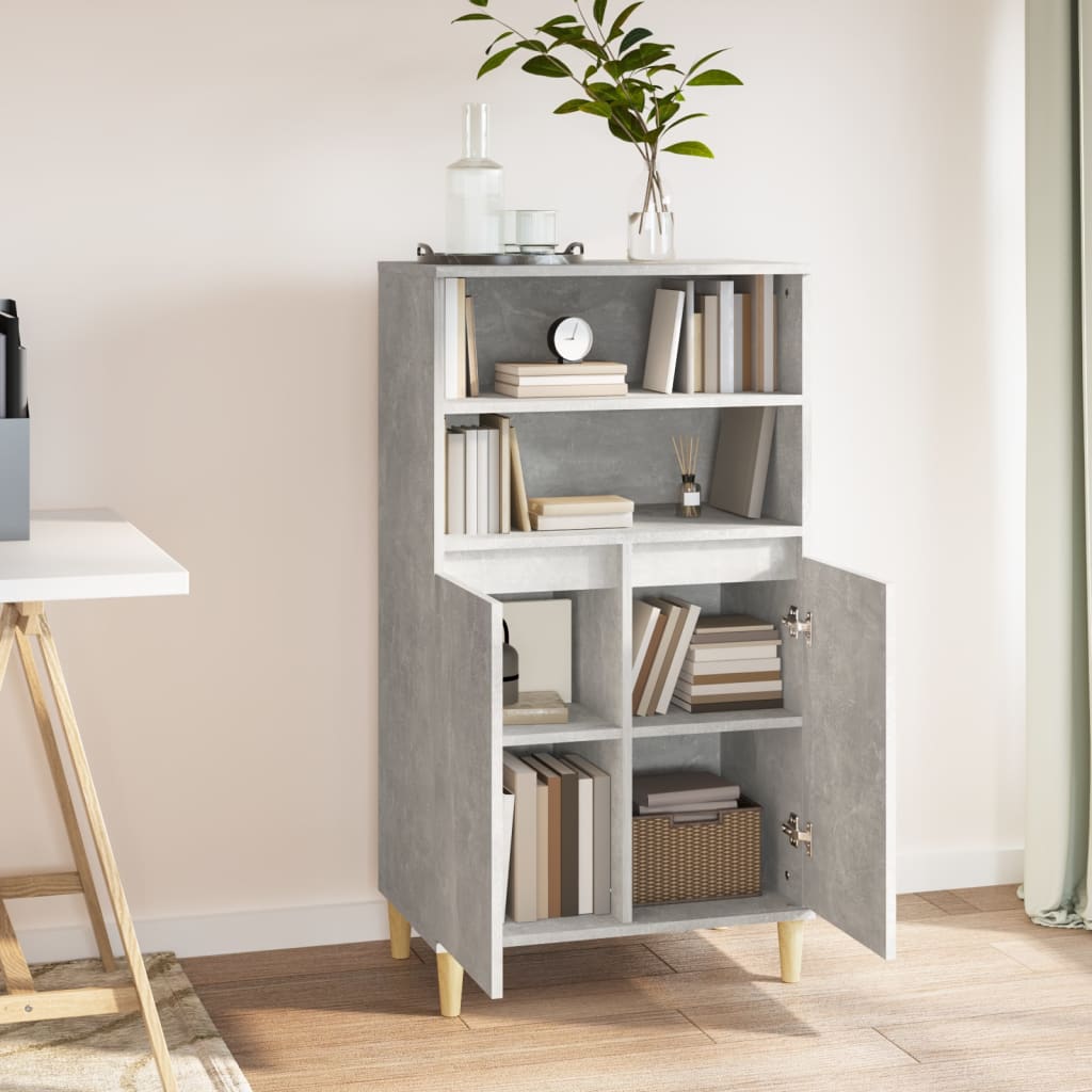 vidaXL Bahut gris béton 60x36x110 cm en bois d'ingénierie