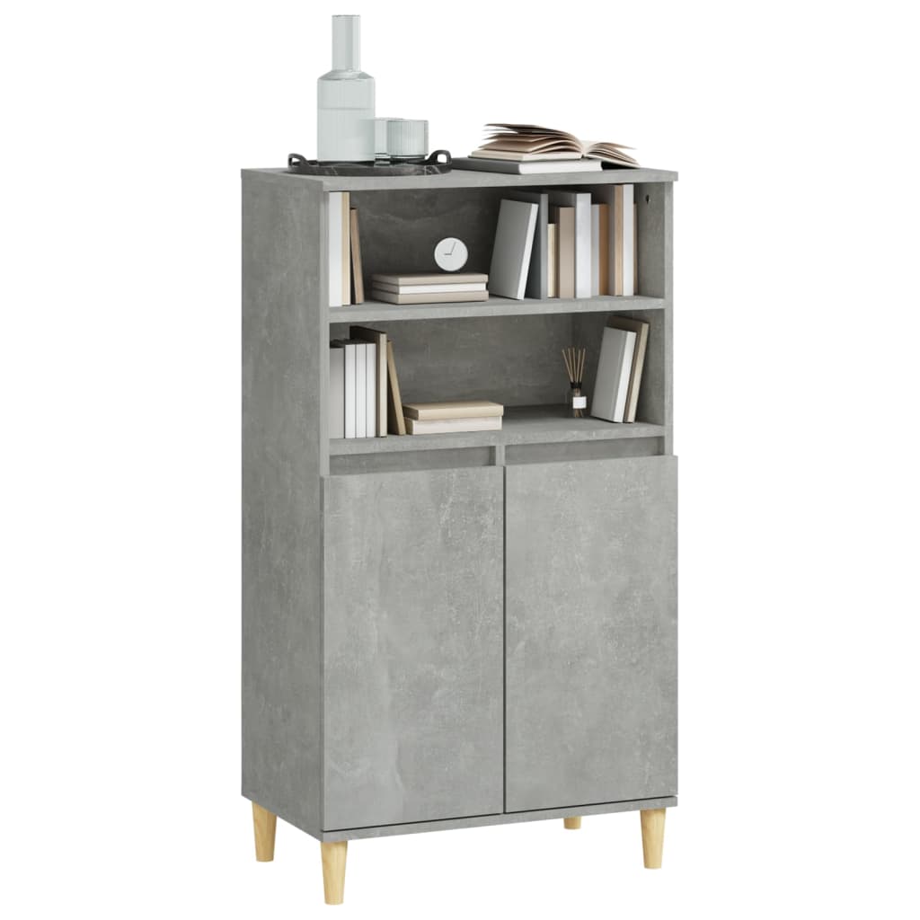 vidaXL Bahut gris béton 60x36x110 cm en bois d'ingénierie