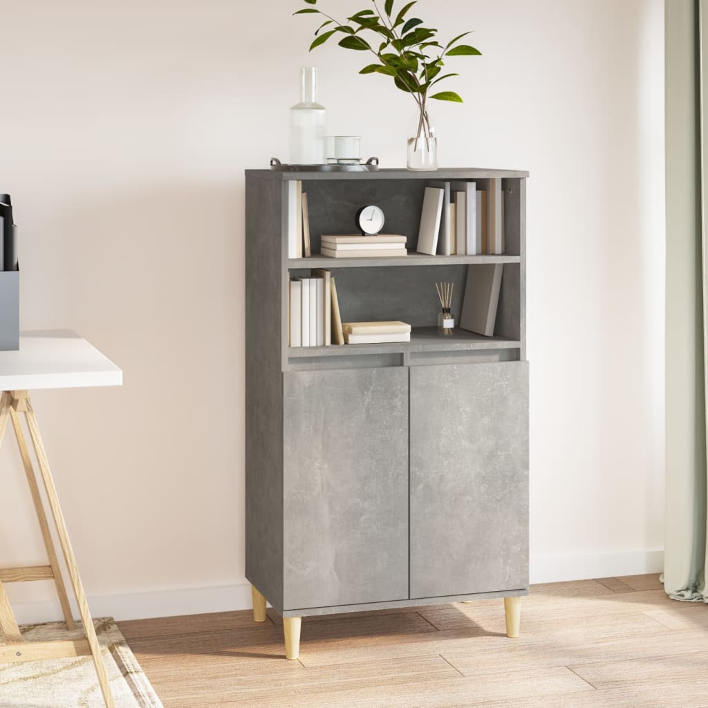 vidaXL Bahut gris béton 60x36x110 cm en bois d'ingénierie