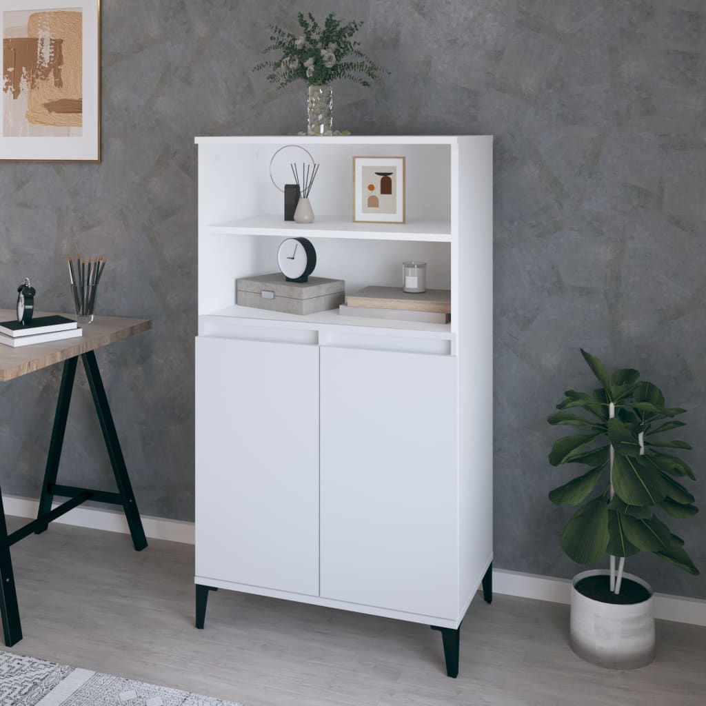vidaXL Bahut haut blanc 60x36x110 cm en bois d'ingénierie