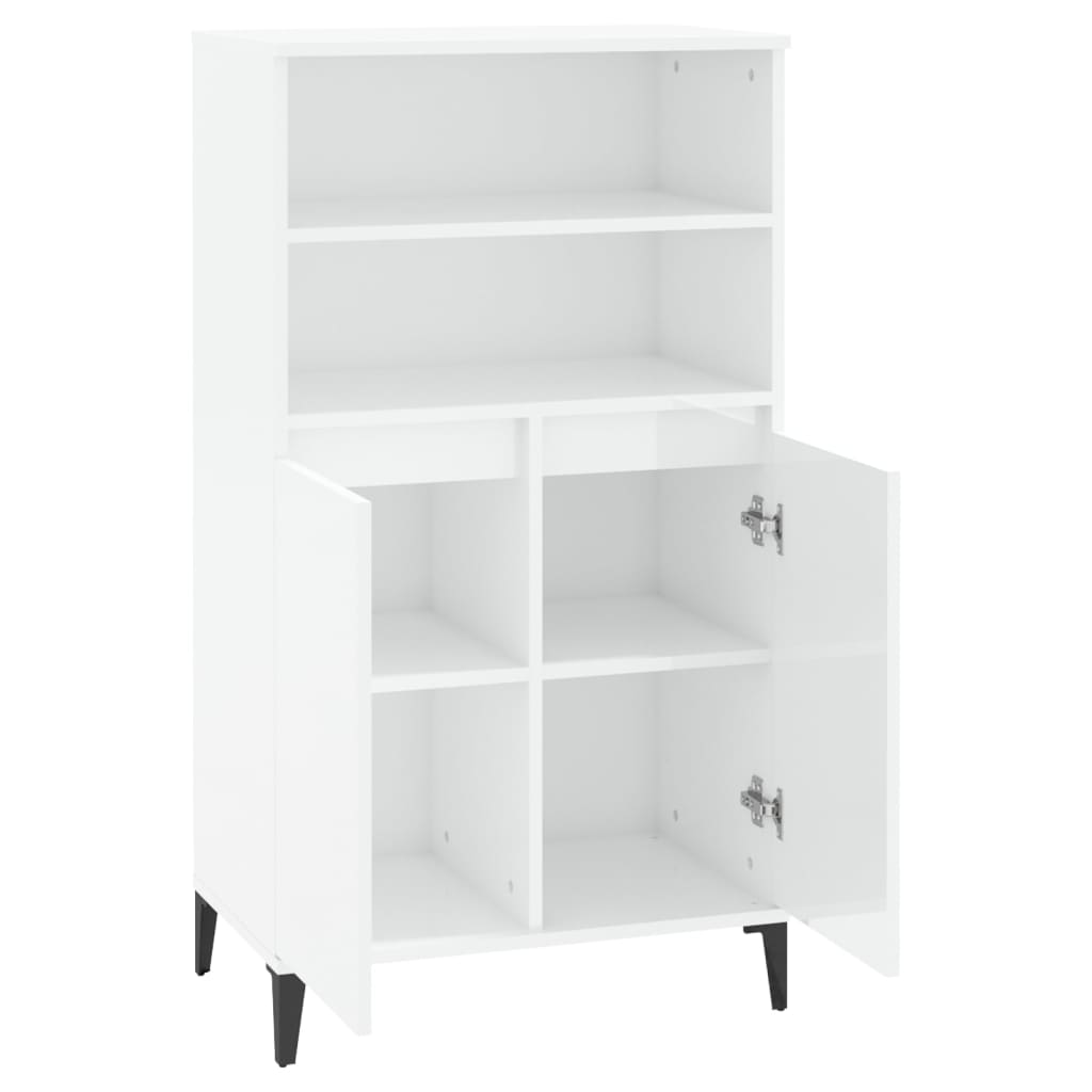vidaXL Highboard Hochglanz-Weiß 60x36x110 cm Holzwerkstoff