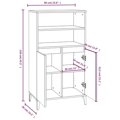vidaXL Highboard Betongrau 60x36x110 cm Holzwerkstoff
