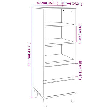 vidaXL Highboard Noir 40x36x110 cm Bois d'ingénierie