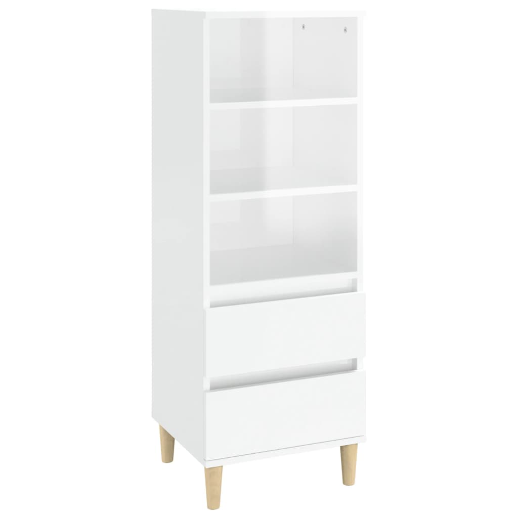vidaXL Bahut blanc brillant 40x36x110 cm en bois d'ingénierie