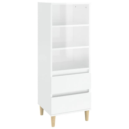 vidaXL Bahut blanc brillant 40x36x110 cm en bois d'ingénierie