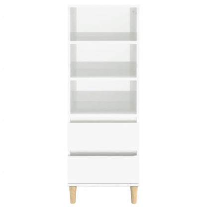 vidaXL Bahut blanc brillant 40x36x110 cm en bois d'ingénierie