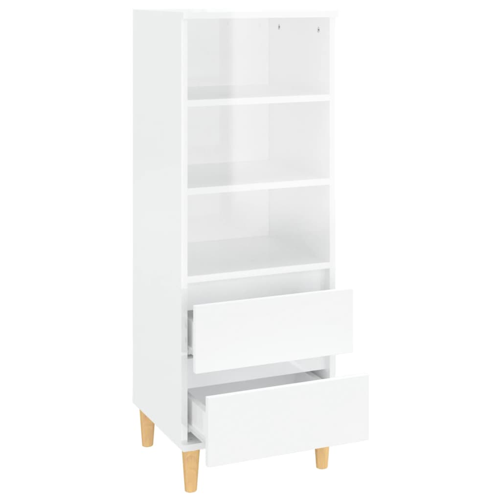 vidaXL Bahut blanc brillant 40x36x110 cm en bois d'ingénierie
