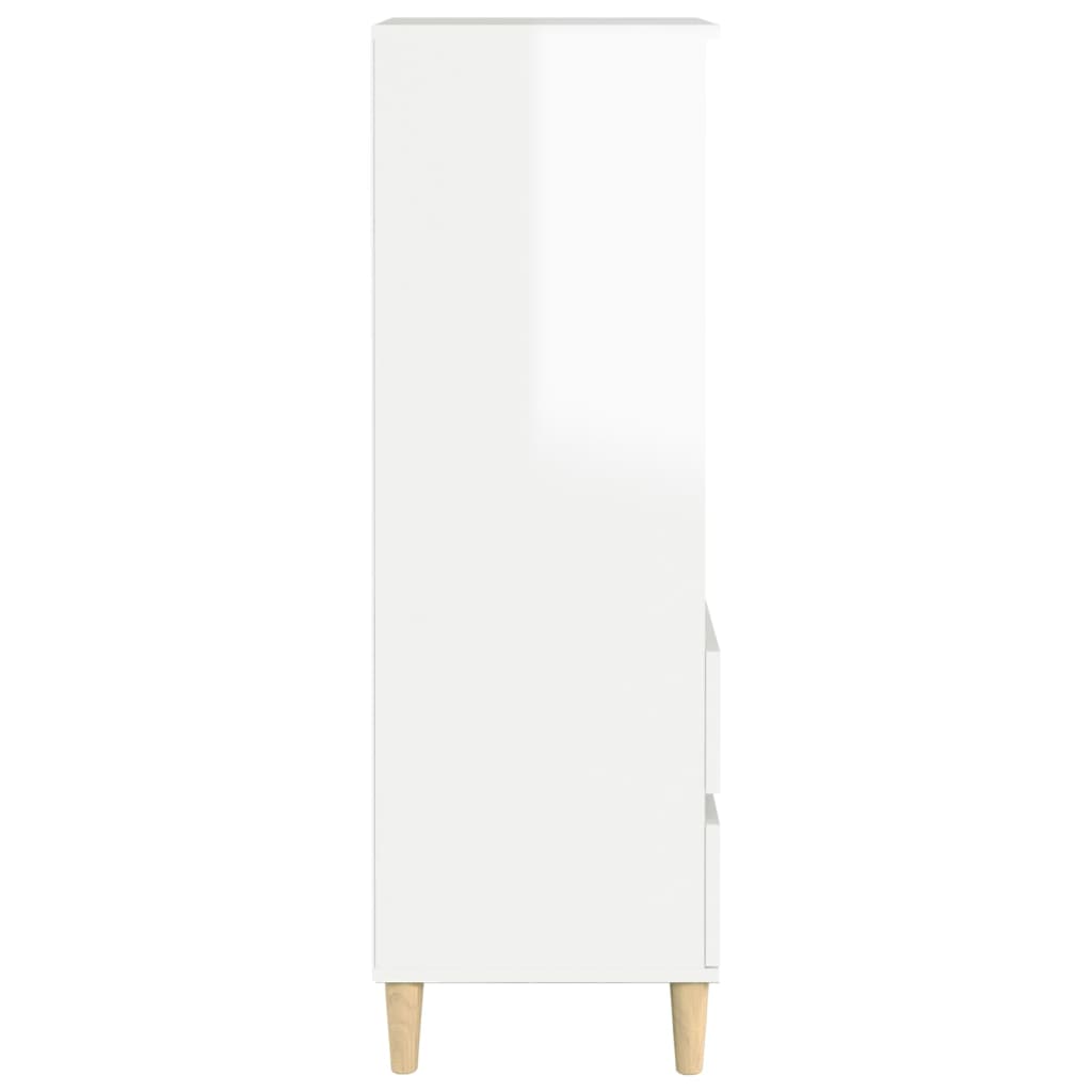 vidaXL Bahut blanc brillant 40x36x110 cm en bois d'ingénierie