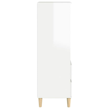vidaXL Bahut blanc brillant 40x36x110 cm en bois d'ingénierie