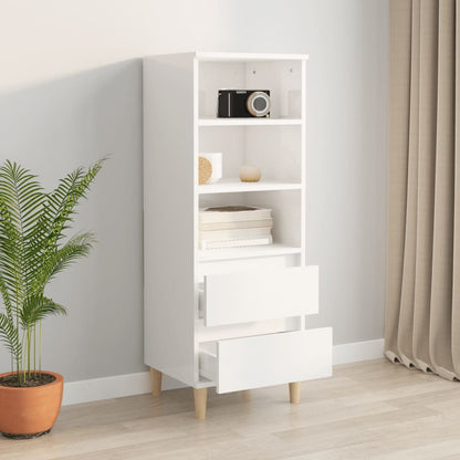 vidaXL Bahut blanc brillant 40x36x110 cm en bois d'ingénierie