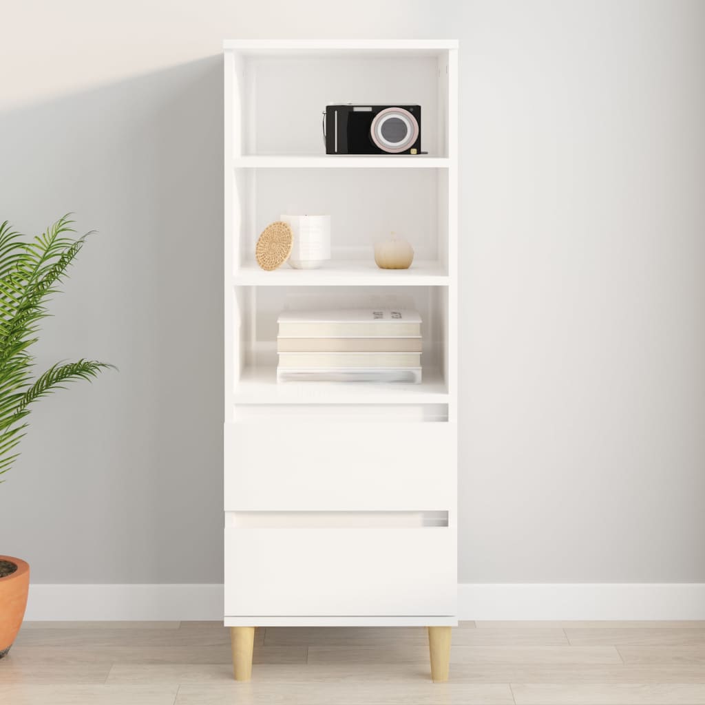 vidaXL Bahut blanc brillant 40x36x110 cm en bois d'ingénierie