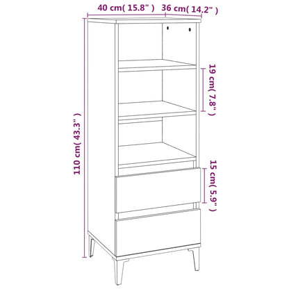 vidaXL Buffet haut gris béton 40x36x110 cm en bois d'ingénierie