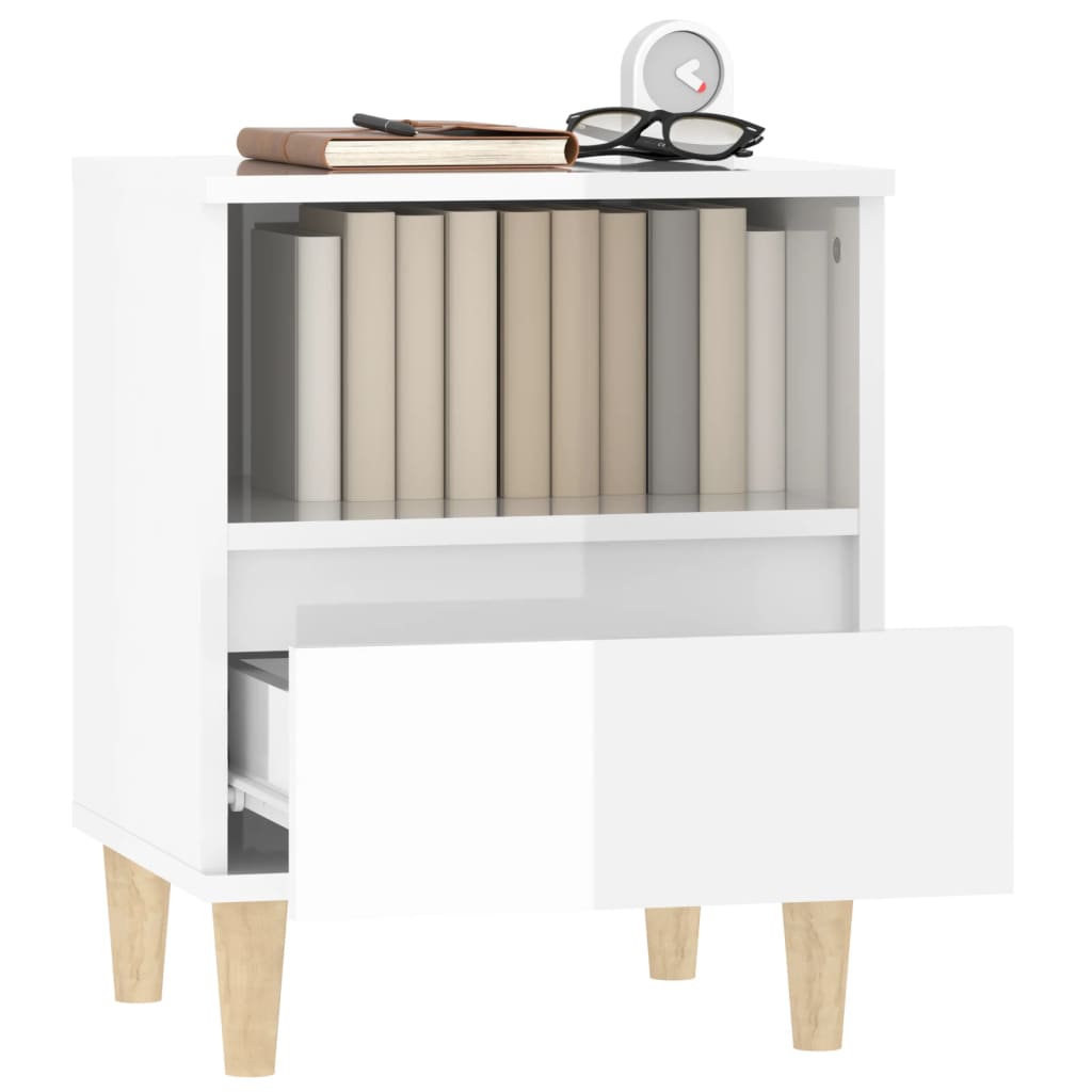 vidaXL Table de chevet blanc brillant 40x35x50 cm