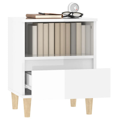 vidaXL Table de chevet blanc brillant 40x35x50 cm
